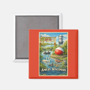 Amery, Wisconsin City of Lakes Souvenir Tumbler Magnet