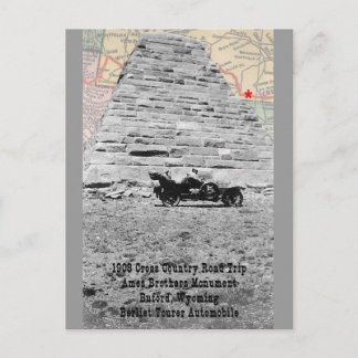 Ames Bros Monument with map 1908 road trip Postcard