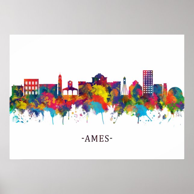 Ames Iowa Skyline Poster (Front)