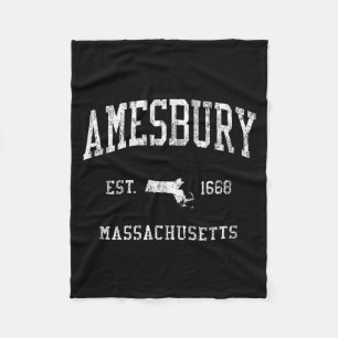 Amesbury Ma J01 Vintage Athletic Srts Design Fleece Blanket