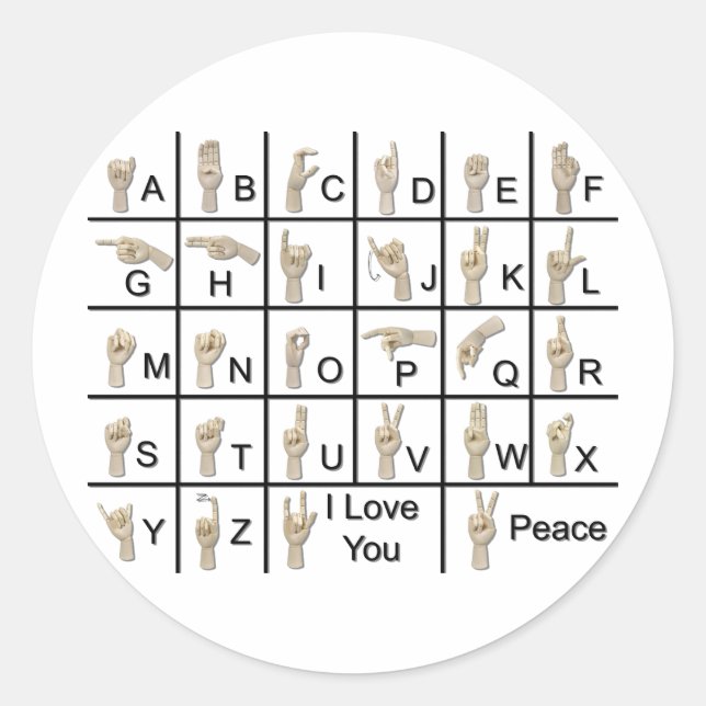 AmeslanAlphabet120710 Classic Round Sticker (Front)