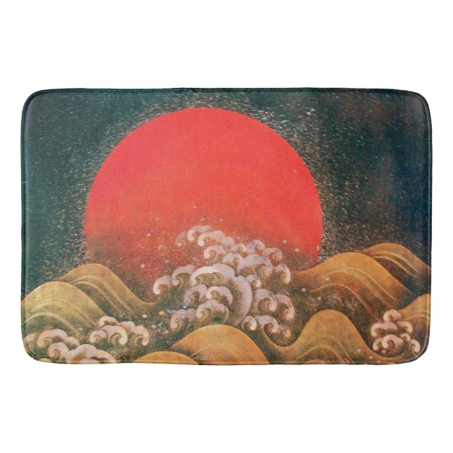 AMETERASU, SUN GODDESS Red Brown Black Bath Mat (Front)