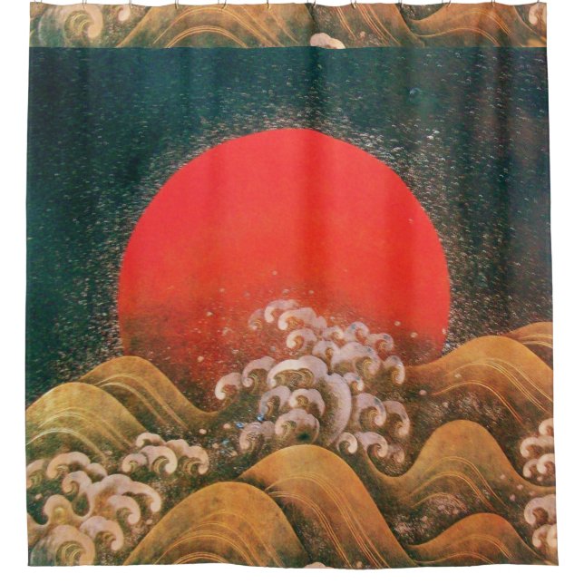 AMETERASU, SUN GODDESS Red Brown Black Shower Curtain (Front)