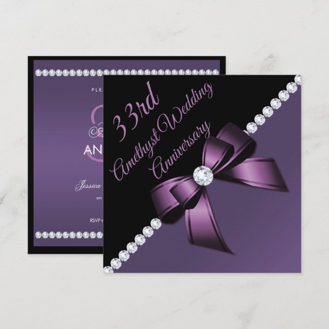 Amethyst 33rd Wedding Anniversary Invitation (Front/Back)