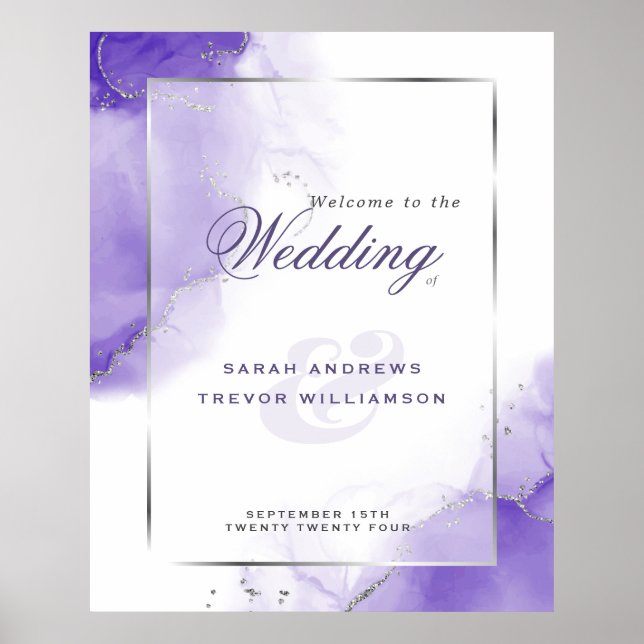 Amethyst Abstract Wedding Welcome Poster (Front)