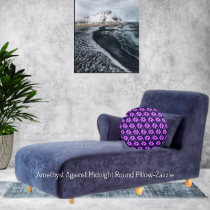Amethyst Against Midnight Round Cushion