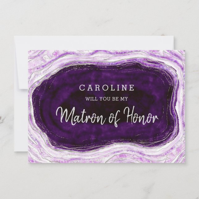 Amethyst Agate Geode Matron of Honour Proposal Car (Front)