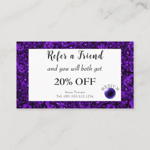 Amethyst & Amethyst Crystal Ball Psychic Medium Referral Card