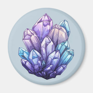 Amethyst and Aqua Crystal Cluster Art Magnet