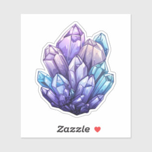 Amethyst and Aqua Crystal Cluster Art Sticker