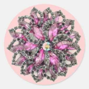 Amethyst and Black Diamonds Brooch Classic Round Sticker