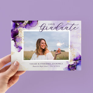 Amethyst and Gold Glam 2 Photo Graduation Cards