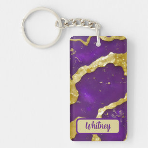 Amethyst and Gold Inspired Keychain (01)