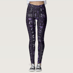 Amethyst and Silver Egyptian hieroglyphics pattern Leggings