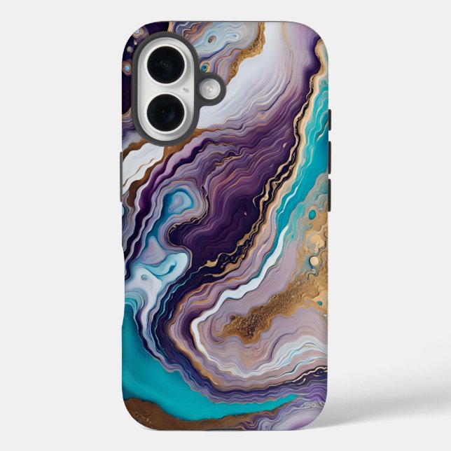 Amethyst and Turquoise Abstract  Case-Mate iPhone Case (Back)