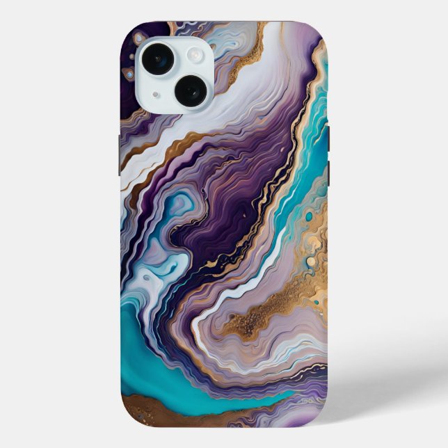 Amethyst and Turquoise Abstract  Case-Mate iPhone Case (Back)