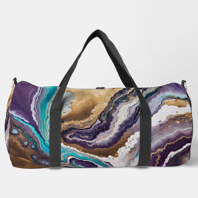 Amethyst and Turquoise Abstract  Duffle Bag (Front)