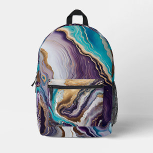 Amethyst and Turquoise Abstract  Printed Backpack