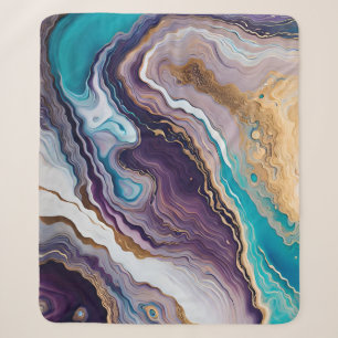 Amethyst and Turquoise Abstract  Sherpa Blanket
