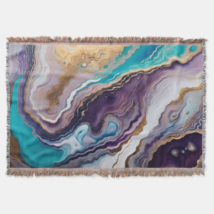 Amethyst and Turquoise Abstract  Throw Blanket