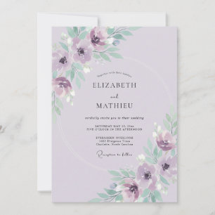 Amethyst Anemone Petal Wedding Invitation