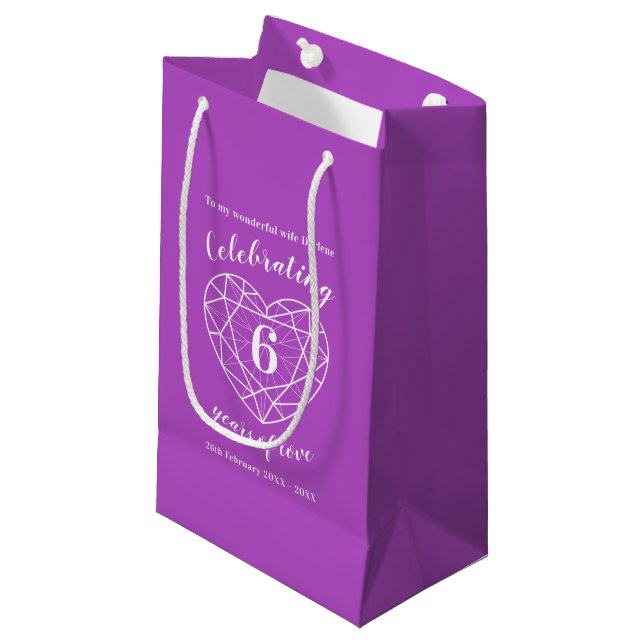 Amethyst Anniversary 6 years of love gift bag (Front Angled)