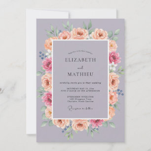 Amethyst Apricot Ranunculus Muted Eucalyptus Weddi Invitation