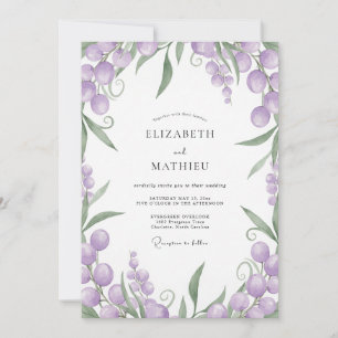 Amethyst Berry Foliage Wedding Invitation