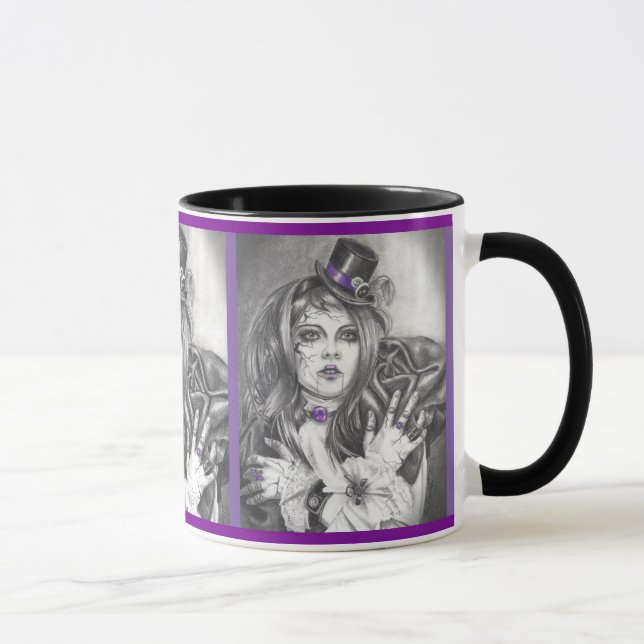 Amethyst Birthstone Broken Doll Mug Coffee Cup (Right)
