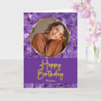 Amethyst Birthstone Gold Script Photo Birthday