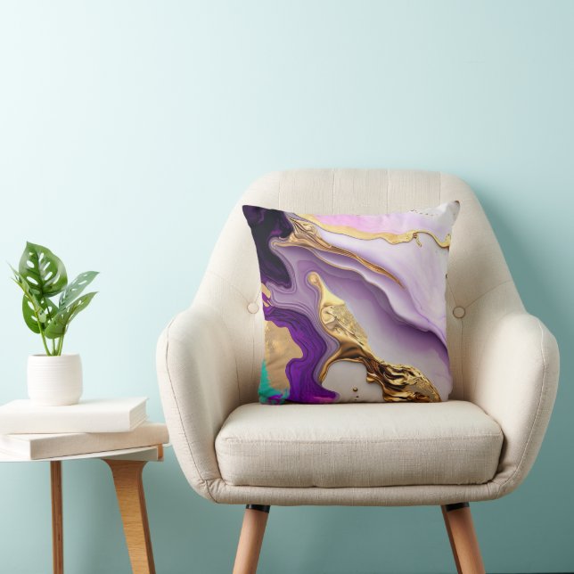 Amethyst & Blush Marble with Liquid Gold Cushion (Chair)