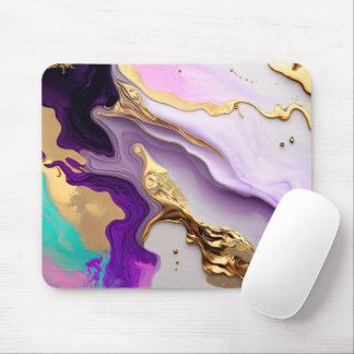 Amethyst & Blush Marble with Liquid Gold Mouse Mat