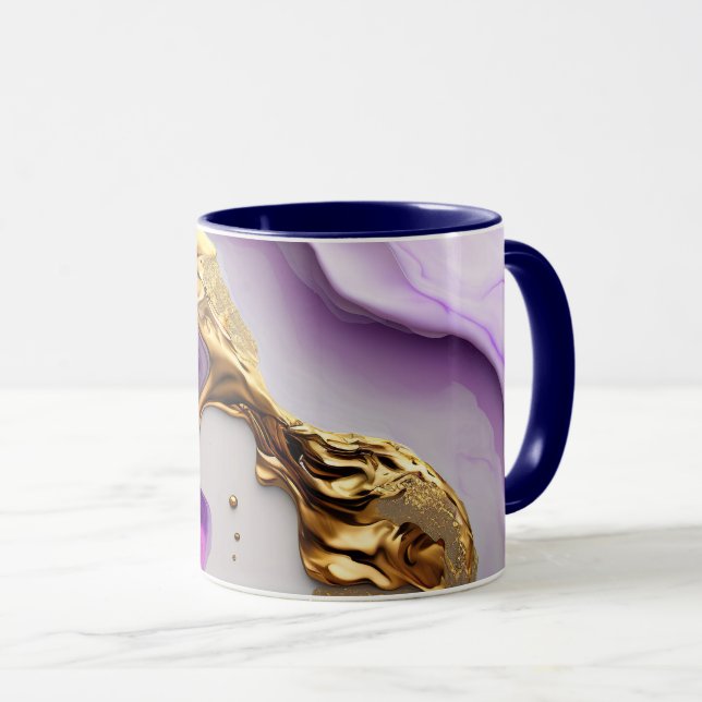 Amethyst & Blush Marble with Liquid Gold Mug (Front Right)