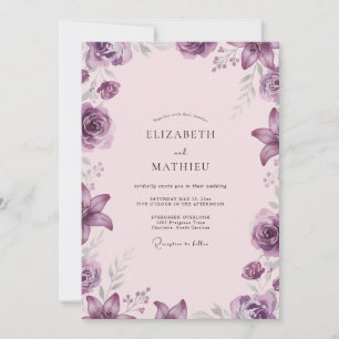 Amethyst Blush Peony Wedding Invitation