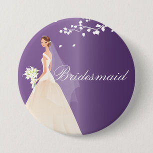 Amethyst Bride Bridesmaid Bridal Party  Button