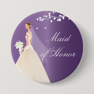 Amethyst Bride Maid of Honour Bridal Party  Button