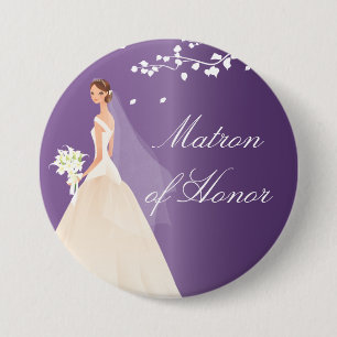 Amethyst Bride Matron Honour Bridal Party Button