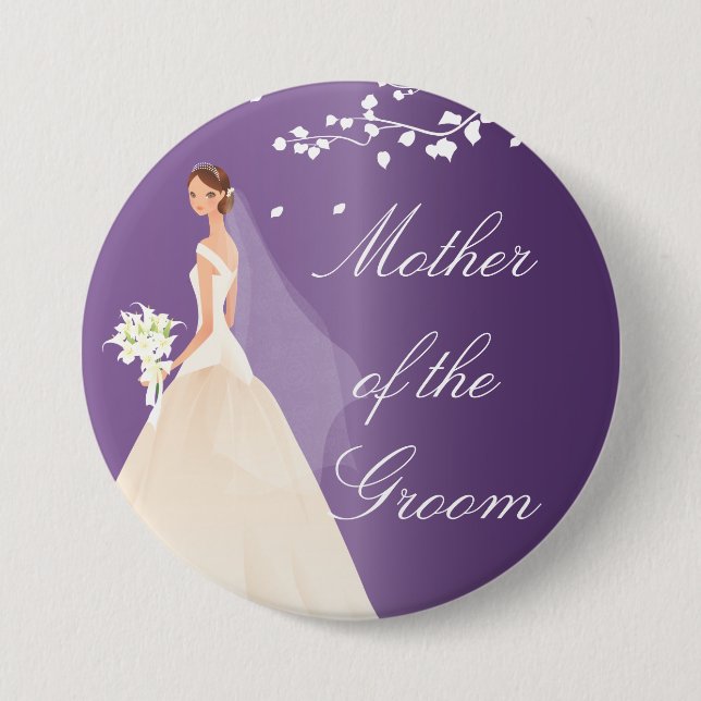 Amethyst Bride MOG Bridal Party  Button (Front)