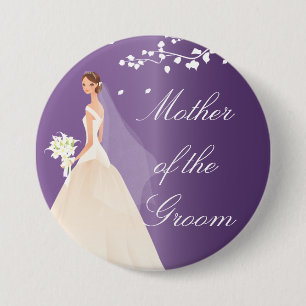 Amethyst Bride MOG Bridal Party  Button