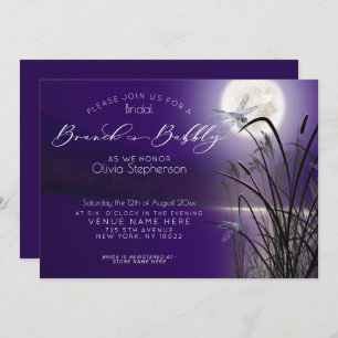 Amethyst Brunch Bubbly Full Moon Dragonfly Invitation