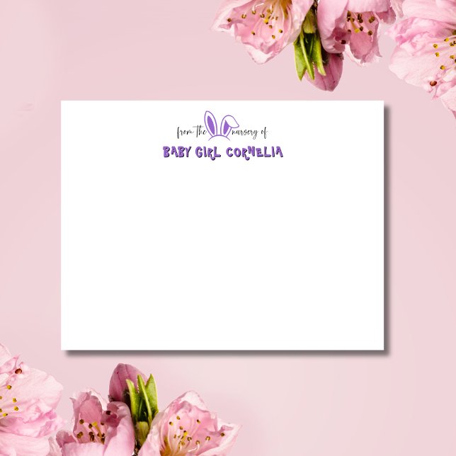 Amethyst Bunny Ears Nursery Stationery Note Card (Creator Uploaded)