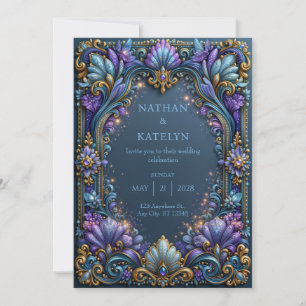 Amethyst Butterfly Garden Wedding Invitation