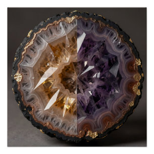 Amethyst Citrine Split Geode Crystal Luxury Poster