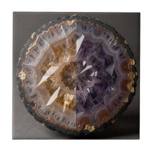 Amethyst Citrine Split Geode Crystal Luxury Tile