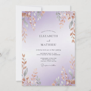 Amethyst Copper Branch Eucalyptus Wedding Invitation