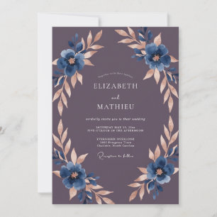 Amethyst Copper Foliage Eucalyptus Wedding Invitation
