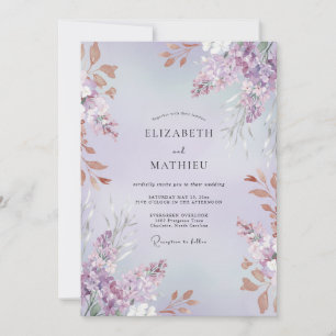 Amethyst Copper Foliage Sage Wedding Invitation