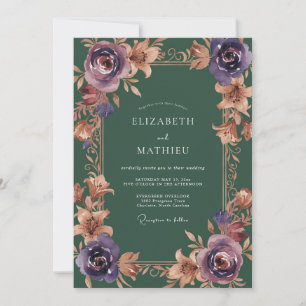 Amethyst Copper Painted Wedding Invitation