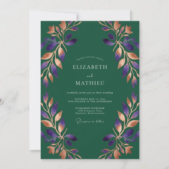 Amethyst Copper Vine Wedding Invitation (Front)