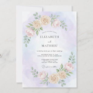 Amethyst Cream Peony Wedding Invitation